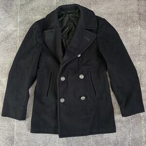 Men's Vintage 70's Pembroke Vietnam War US Navy Wool Melton Peacoat Jacket Sz 34